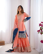 Teeya Creation Multi Color Chinon Silk Heavy Embroidery Work Pakistani Fully Stitched Salwar Suit | Grocsy