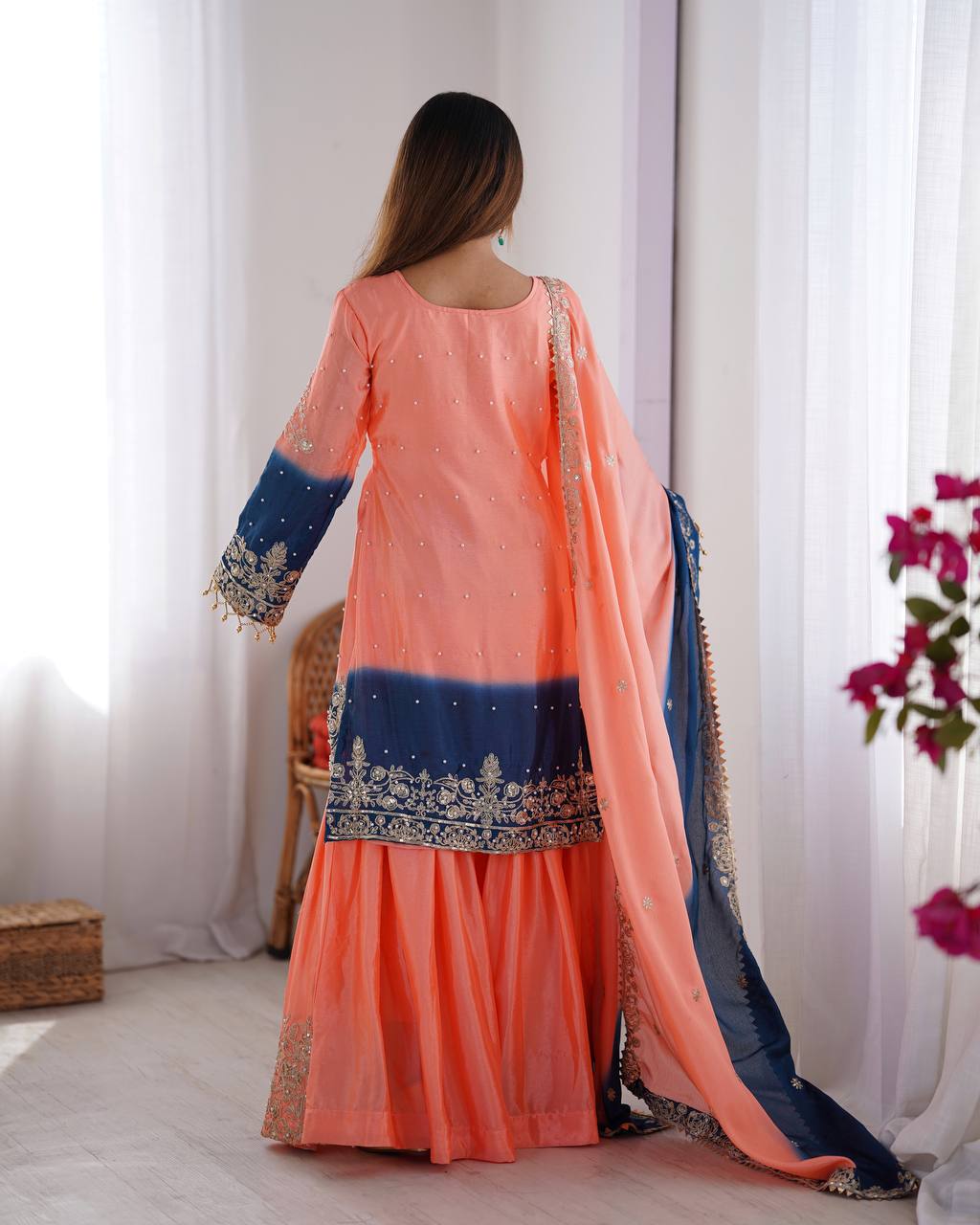 Teeya Creation Multi Color Chinon Silk Heavy Embroidery Work Pakistani Fully Stitched Salwar Suit | Grocsy