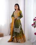 Teeya Creation Multi Color Chinon Silk Heavy Embroidery Work Pakistani Fully Stitched Salwar Suit | Grocsy