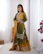 Teeya Creation Multi Color Chinon Silk Heavy Embroidery Work Pakistani Fully Stitched Salwar Suit | Grocsy