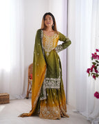 Teeya Creation Multi Color Chinon Silk Heavy Embroidery Work Pakistani Fully Stitched Salwar Suit | Grocsy