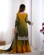 Teeya Creation Multi Color Chinon Silk Heavy Embroidery Work Pakistani Fully Stitched Salwar Suit | Grocsy