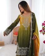 Teeya Creation Multi Color Chinon Silk Heavy Embroidery Work Pakistani Fully Stitched Salwar Suit | Grocsy