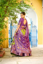 DEIANA'S Jacquard With Jari Lining With Print Lehenga Choli - Mehndi | Grocsy