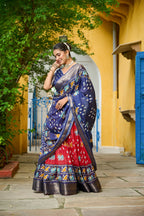 DEIANA'S Jacquard With Jari Lining With Print Lehenga Choli - Red | Grocsy