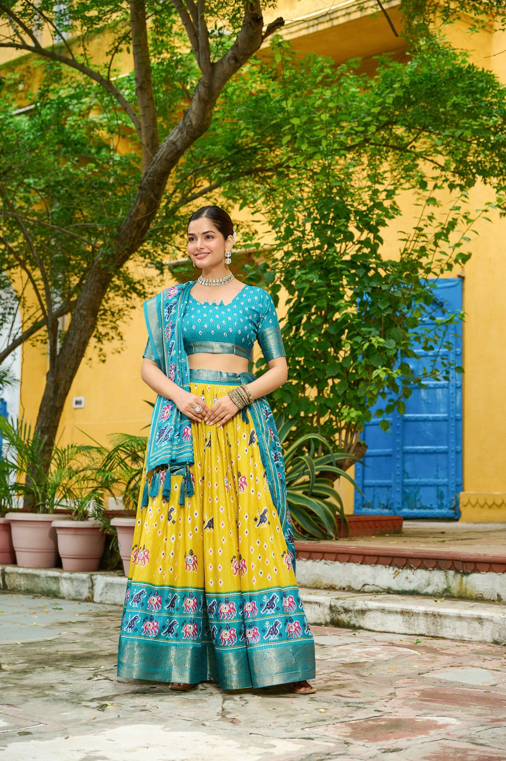 DEIANA'S Jacquard With Jari Lining With Print Lehenga Choli - Wine | Grocsy