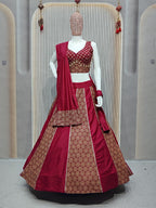 DEIANA'S Ajarak Print With Kali Pattern Lehenga Choli - Wine | Grocsy