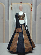 DEIANA'S Ajarak Print With Kali Pattern Lehenga Choli - Black | Grocsy