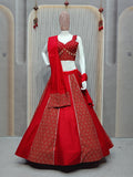 DEIANA'S Ajarak Print With Kali Pattern Lehenga Choli - Red | Grocsy