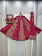 DEIANA'S Ajarak Print With Kali Pattern Lehenga Choli - Wine | Grocsy