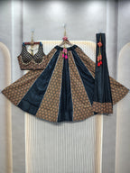 DEIANA'S Ajarak Print With Kali Pattern Lehenga Choli - Black | Grocsy