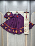 DEIANA'S Gota Patch Gamthi Work Lace Lehenga Choli - Wine | Grocsy