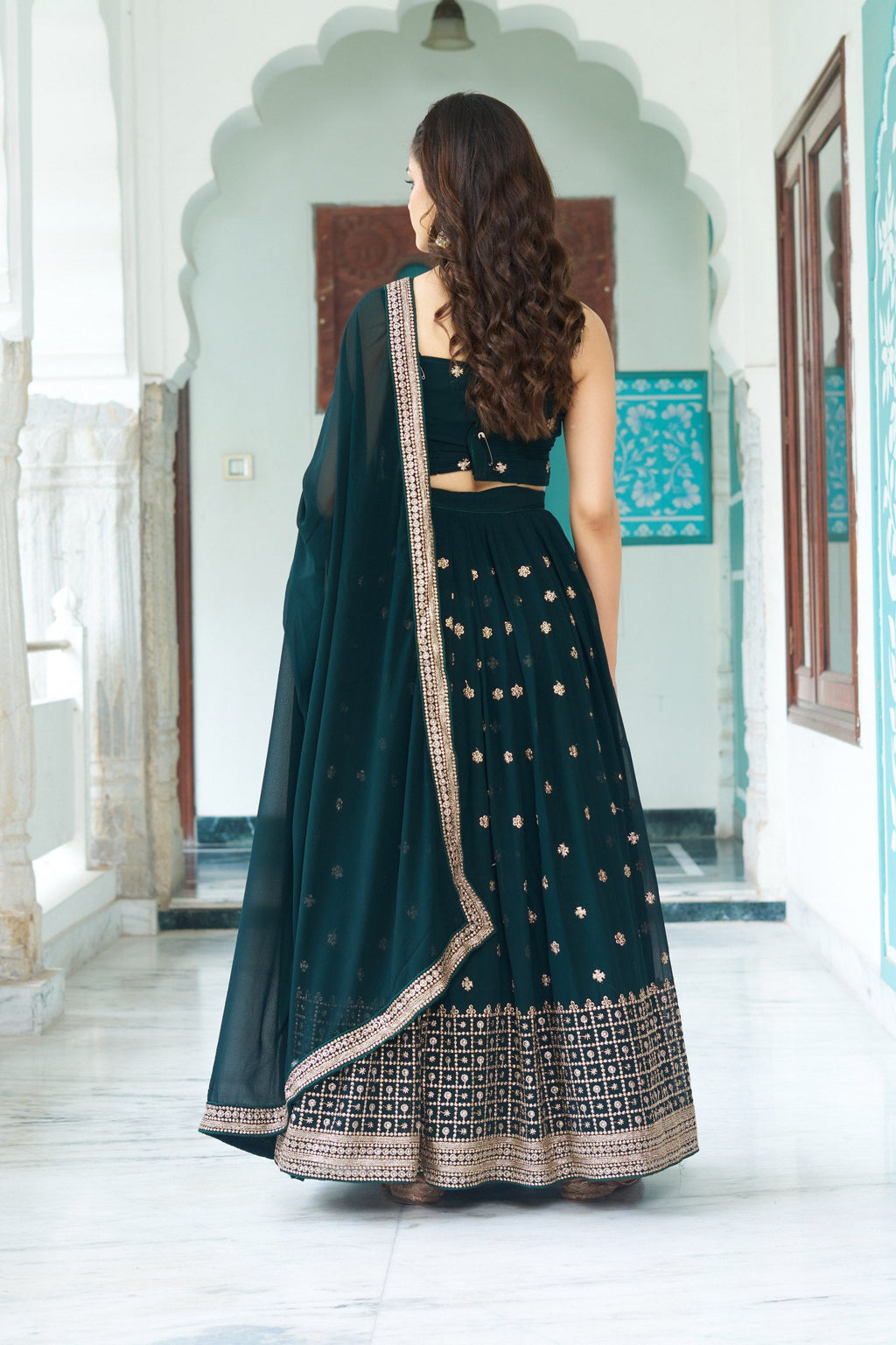 DEIANA'S Heavy Embroidery With Multi Work Lehenga Choli - Rama | Grocsy