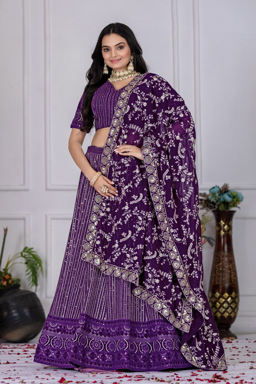 DEIANA'S Heavy Embroidery With Multi Work Lehenga Choli - purple | Grocsy