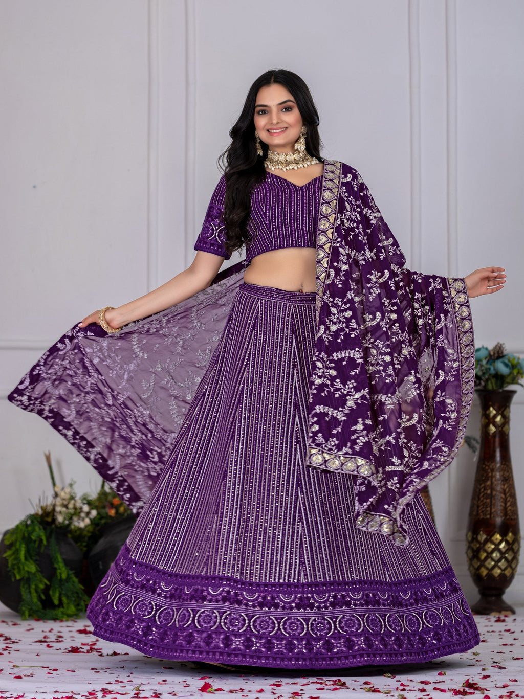 DEIANA'S Heavy Embroidery With Multi Work Lehenga Choli - purple | Grocsy