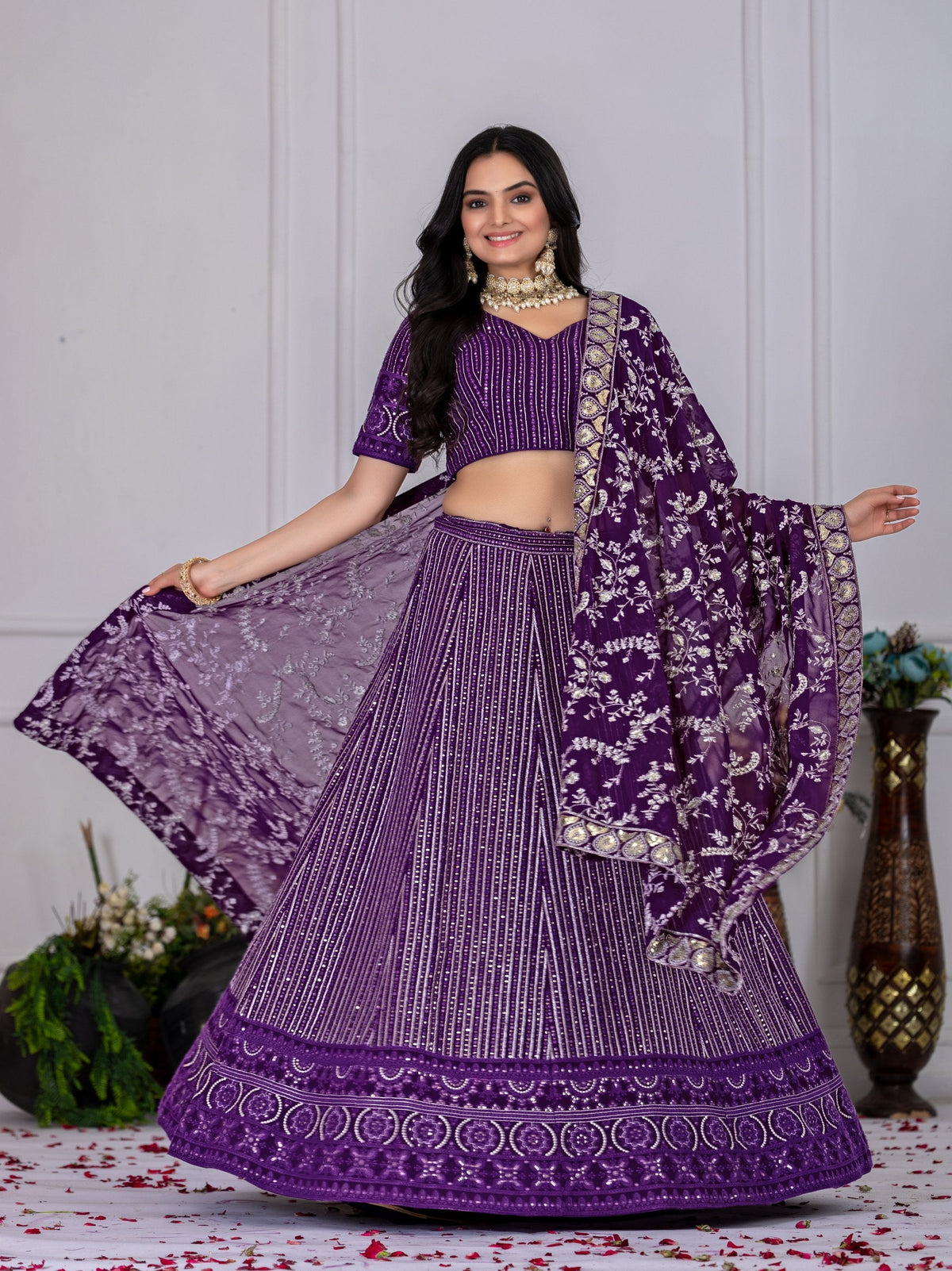 DEIANA'S Heavy Embroidery With Multi Work Lehenga Choli - purple | Grocsy