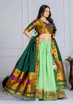DEIANA'S Jacquard With Jari Print Weaving Lehenga Choli - Pista | Grocsy