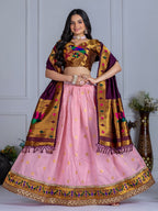DEIANA'S Jacquard With Jari Print Weaving Lehenga Choli - Pink | Grocsy