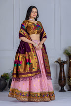 DEIANA'S Jacquard With Jari Print Weaving Lehenga Choli - Pink | Grocsy