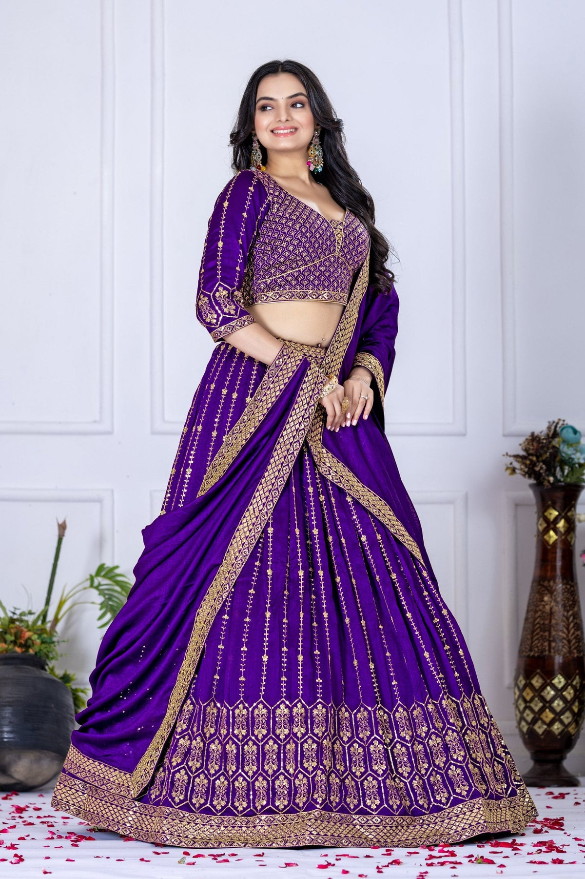 DEIANA'S Heavy Embroidery With Multi Work Lehenga Choli - purple | Grocsy
