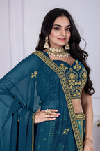 DEIANA'S Heavy Plain with crease work Lehenga Choli - Rama | Grocsy