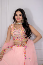 DEIANA'S Heavy Plain with crease work Lehenga Choli - Pink | Grocsy