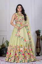 DEIANA'S Heavy Embroidery With Multi Work Lehenga Choli - Pastel Green | Grocsy
