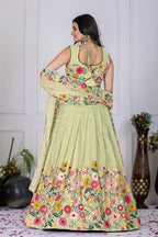 DEIANA'S Heavy Embroidery With Multi Work Lehenga Choli - Pastel Green | Grocsy