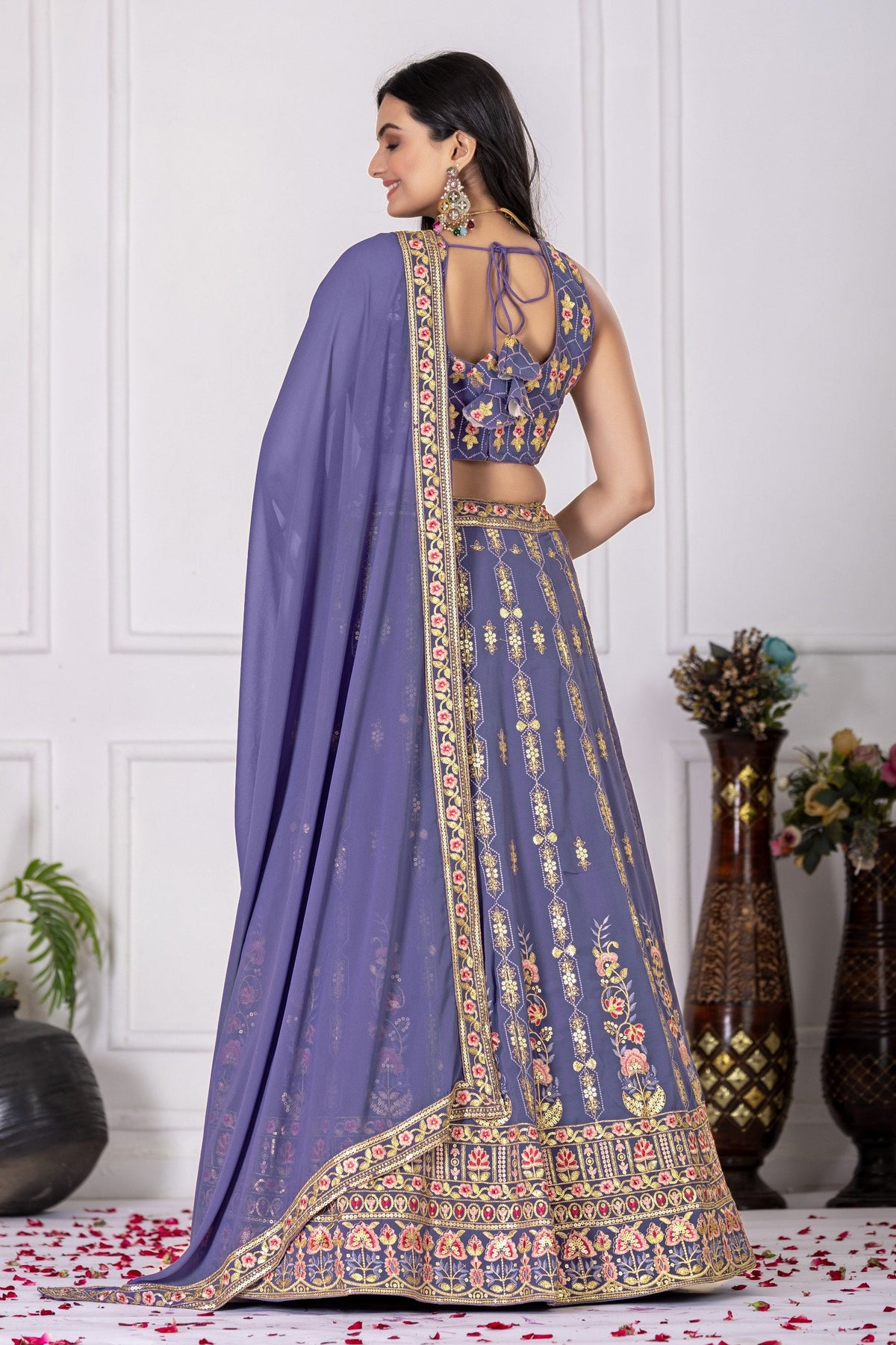 DEIANA'S Heavy Embroidery With Multi Work Lehenga Choli - Lovender | Grocsy