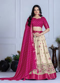 DEIANA'S Jacquard With Jari Print Weaving Lehenga Choli - Off White | Grocsy