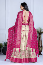 DEIANA'S Jacquard With Jari Print Weaving Lehenga Choli - Off White | Grocsy