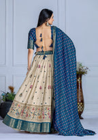 DEIANA'S Jacquard With Jari Print Weaving Lehenga Choli - Off White | Grocsy