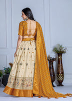 DEIANA'S Jacquard With Jari Print Weaving Lehenga Choli - Off White | Grocsy