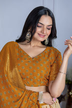 DEIANA'S Jacquard With Jari Print Weaving Lehenga Choli - Off White | Grocsy