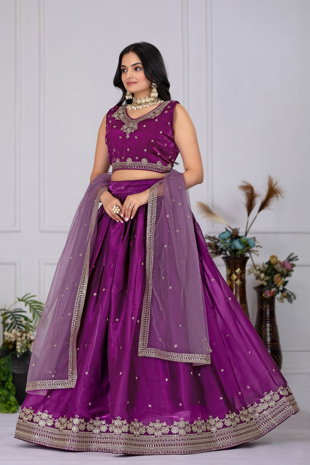 DEIANA'S Heavy Embroidery With Sequence Work Lehenga Choli - Wine | Grocsy