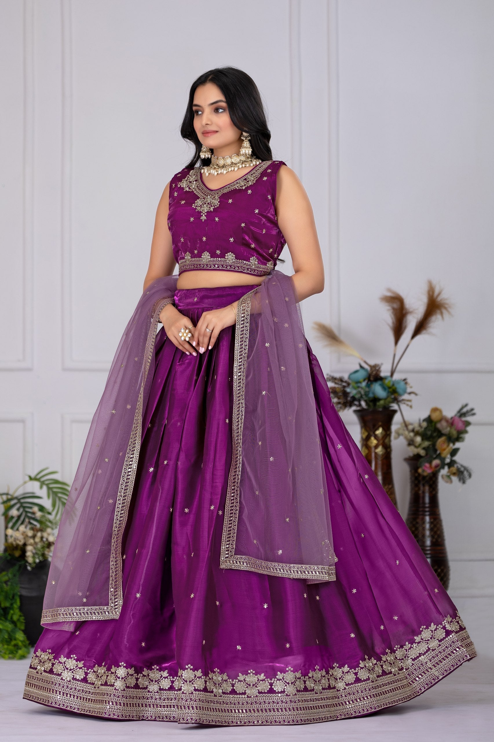 DEIANA'S Heavy Embroidery With Sequence Work Lehenga Choli - Wine | Grocsy