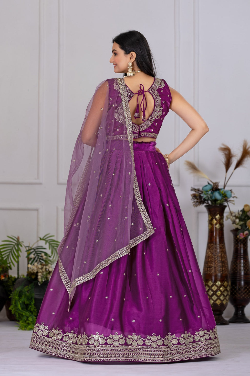 DEIANA'S Heavy Embroidery With Sequence Work Lehenga Choli - Wine | Grocsy