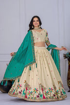DEIANA'S Heavy Embroidery With Multi Color Work Lehenga Choli - Off White | Grocsy