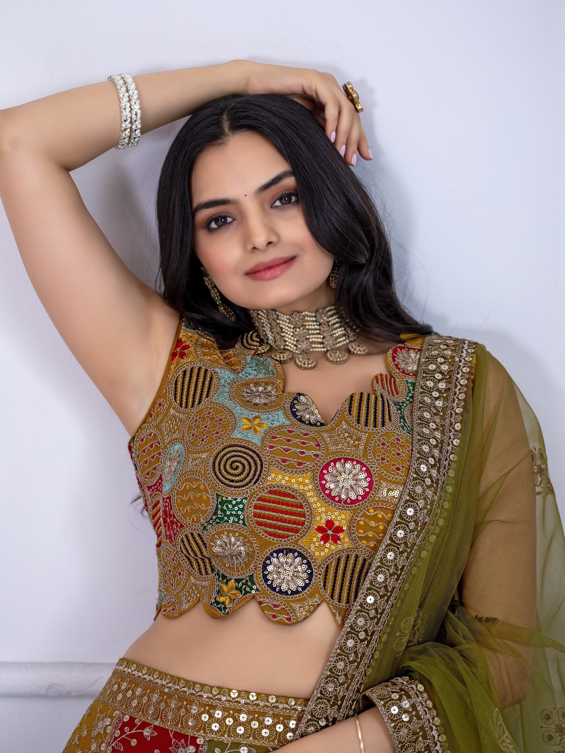 DEIANA'S Heavy Embroidery With Multi Work Lehenga Choli - Multi | Grocsy