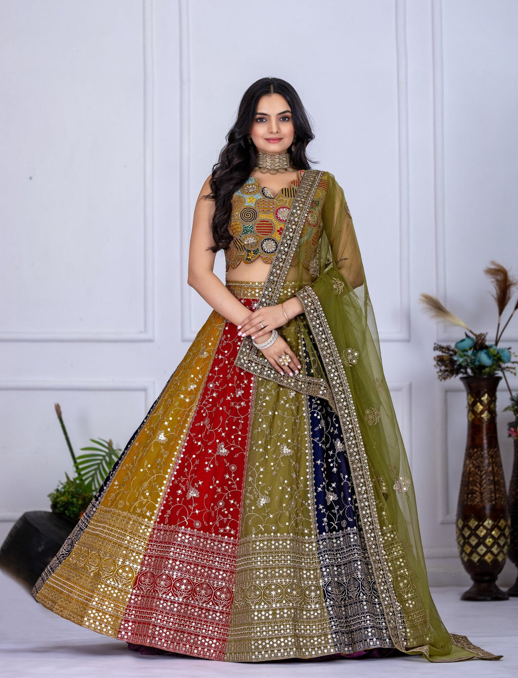 DEIANA'S Heavy Embroidery With Multi Work Lehenga Choli - Multi | Grocsy