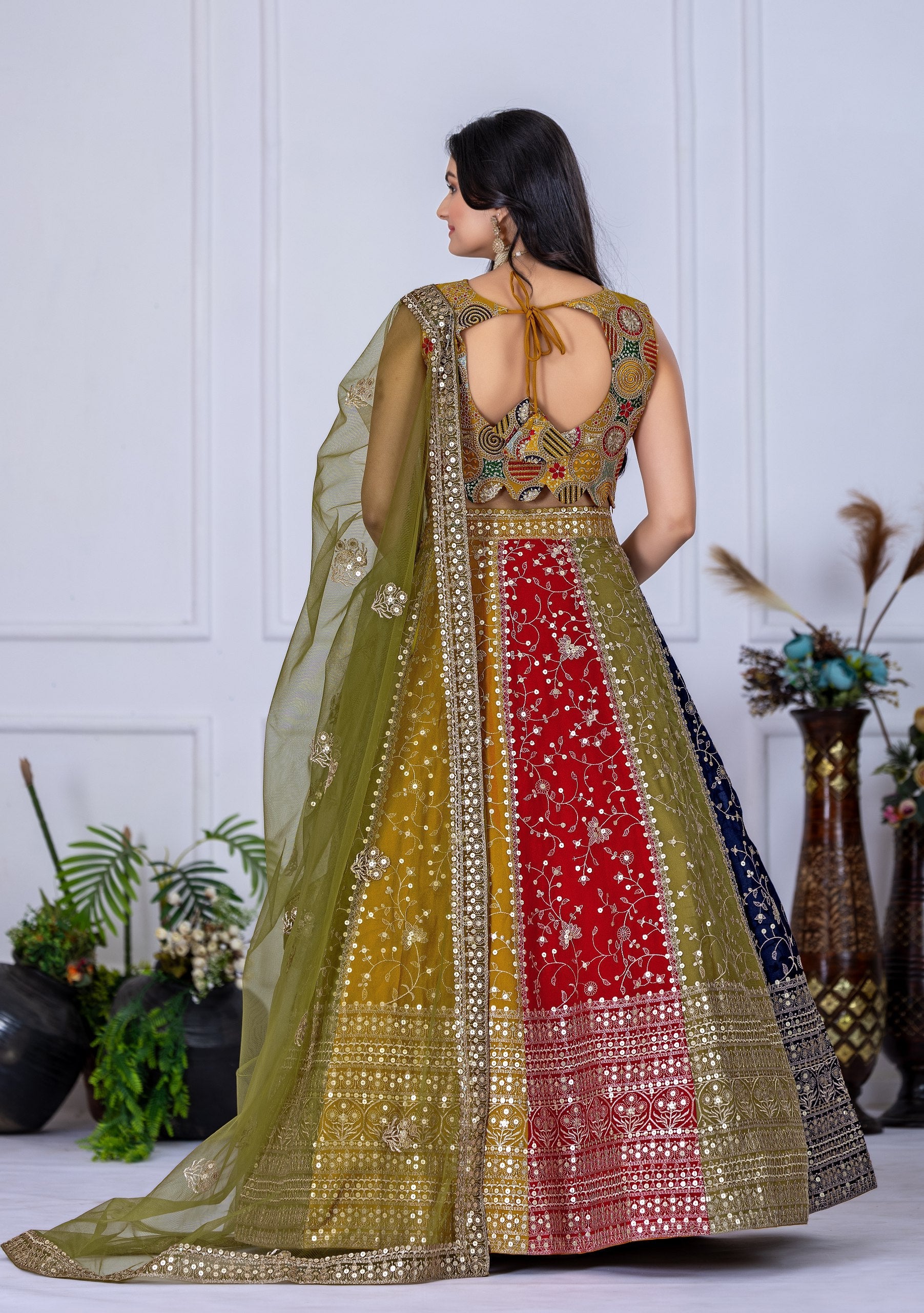 DEIANA'S Heavy Embroidery With Multi Work Lehenga Choli - Multi | Grocsy