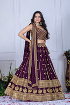 DEIANA'S Heavy Embroidery With Thread Work Lehenga Choli - Wine | Grocsy