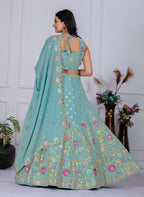DEIANA'S Heavy Embroidery With Multi Thread Work Lehenga Choli - Firozi | Grocsy