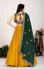 DEIANA'S Heavy Plain with crease work Lehenga Choli - Yellow | Grocsy
