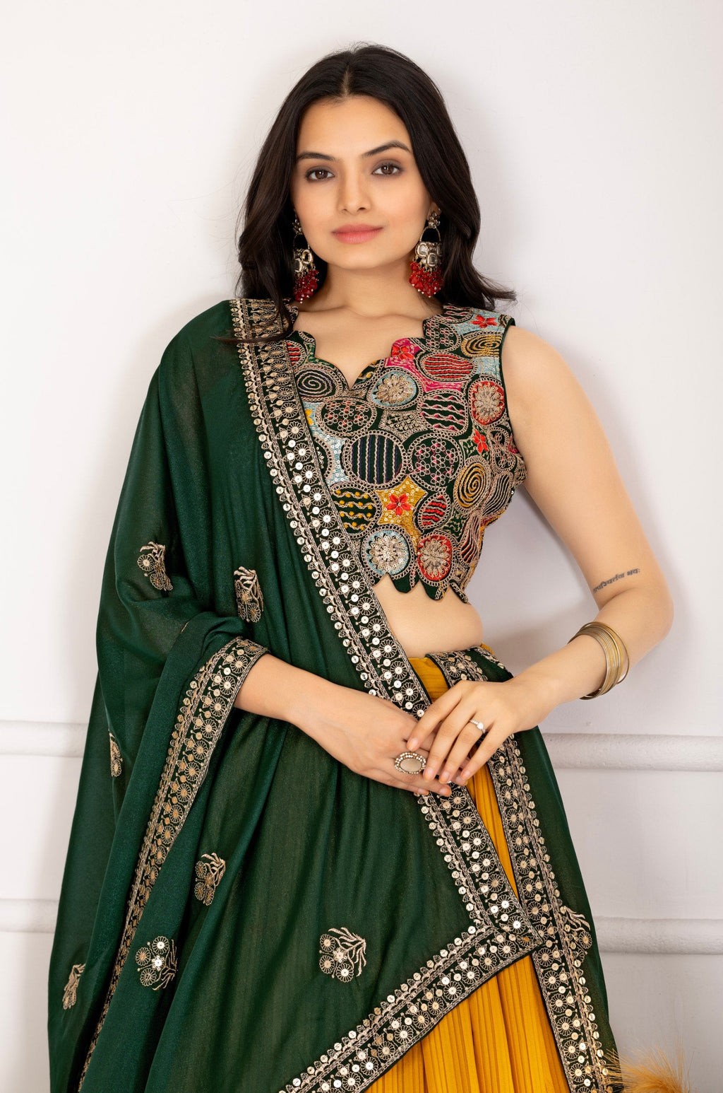 DEIANA'S Heavy Plain with crease work Lehenga Choli - Yellow | Grocsy
