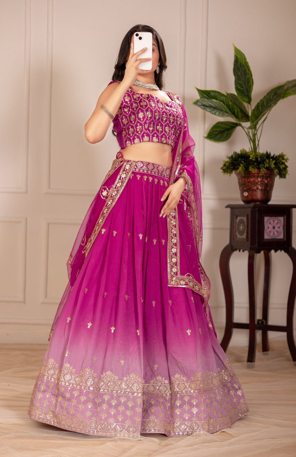 DEIANA'S Heavy Embroidery With Thread Work Lehenga Choli - Pink | Grocsy