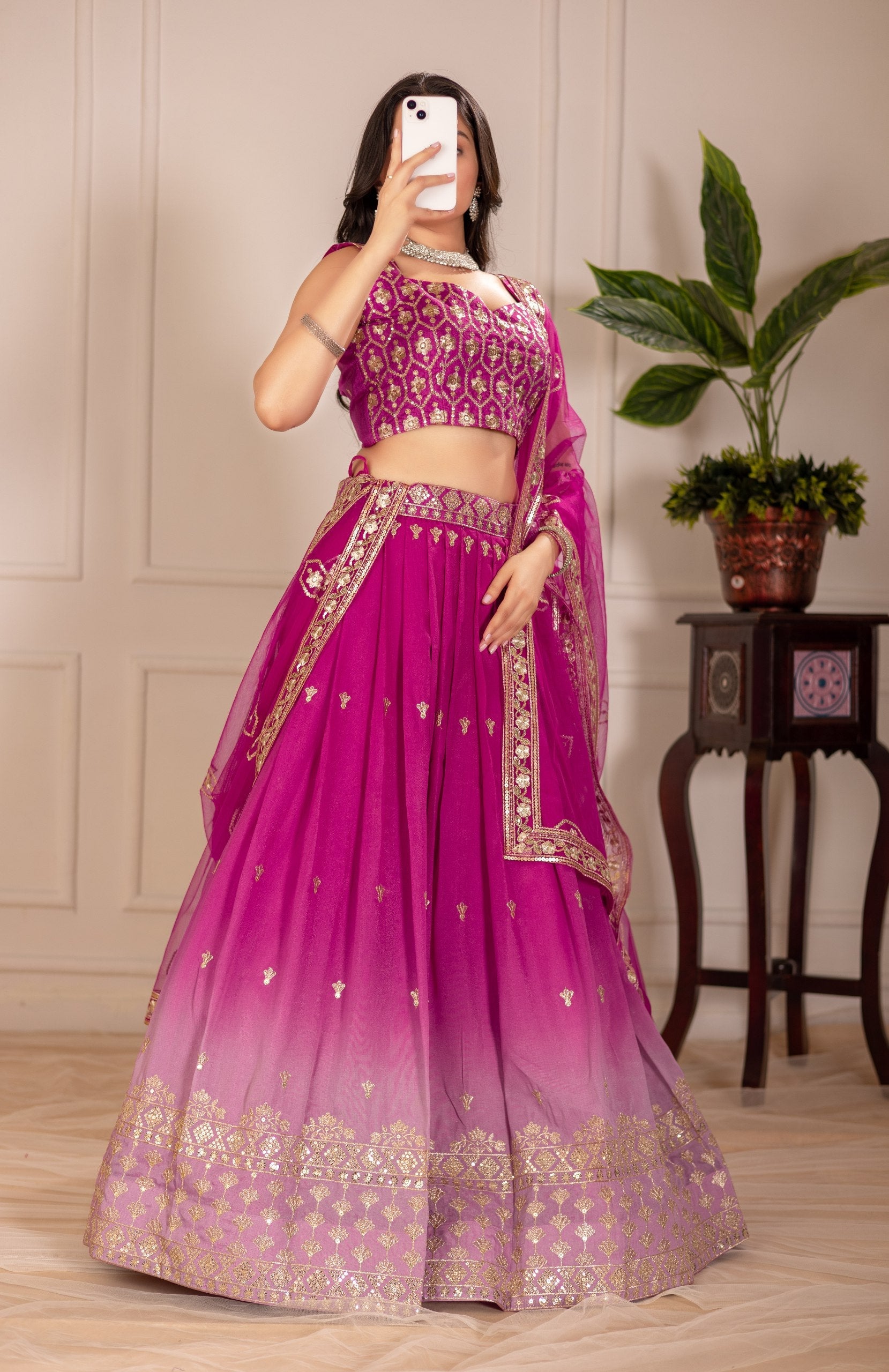 DEIANA'S Heavy Embroidery With Thread Work Lehenga Choli - Pink | Grocsy