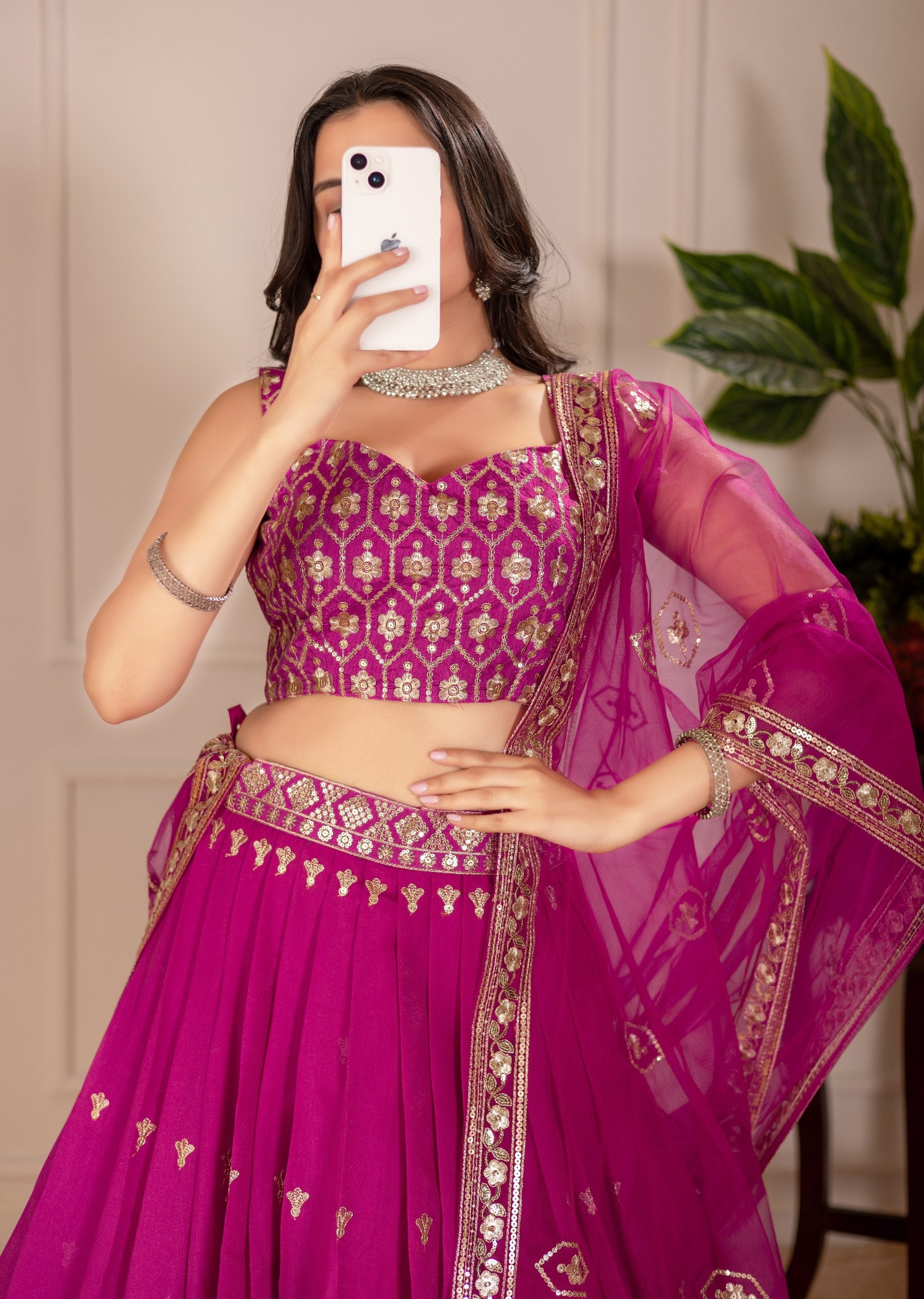 DEIANA'S Heavy Embroidery With Thread Work Lehenga Choli - Pink | Grocsy
