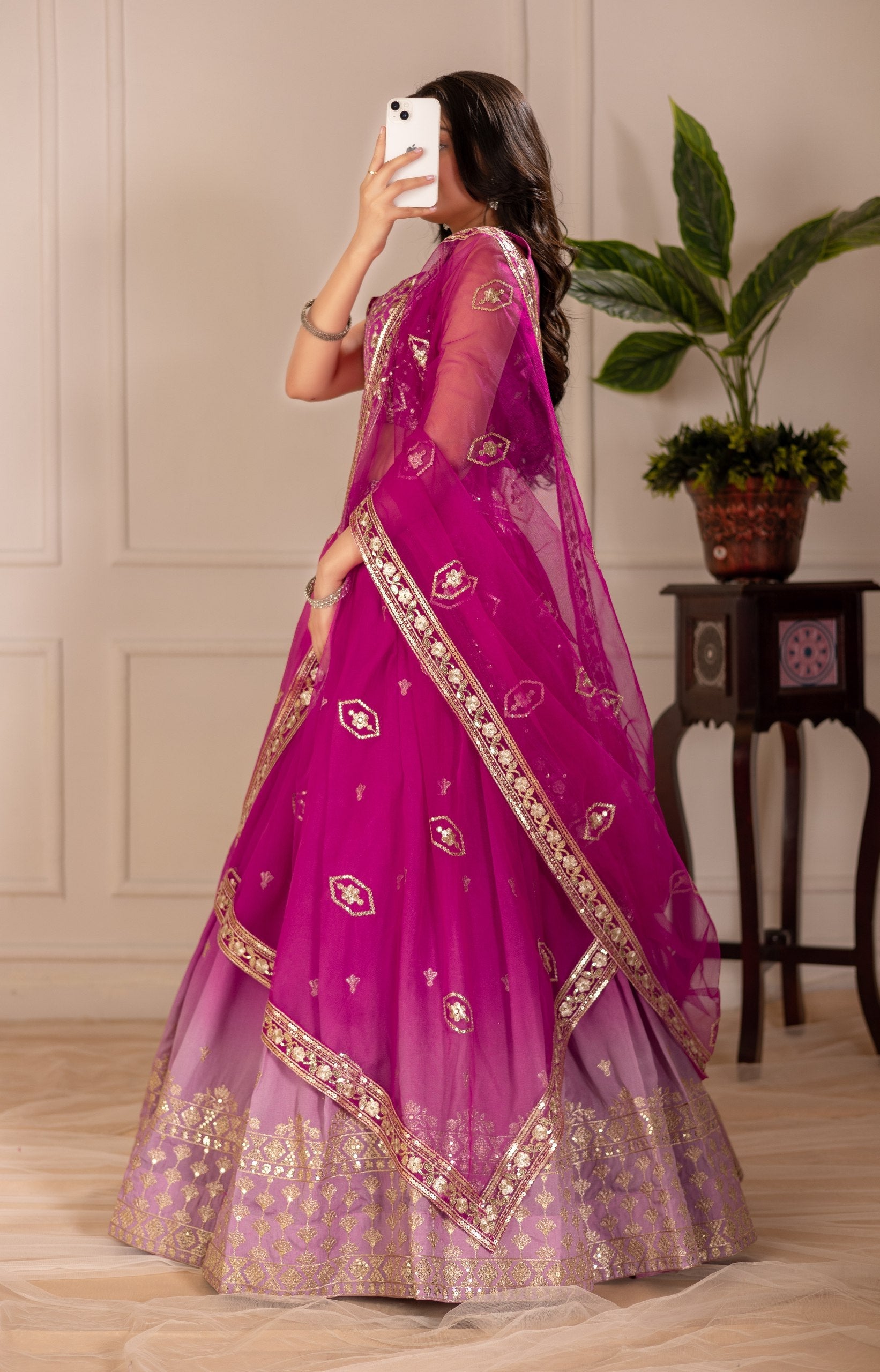 DEIANA'S Heavy Embroidery With Thread Work Lehenga Choli - Pink | Grocsy