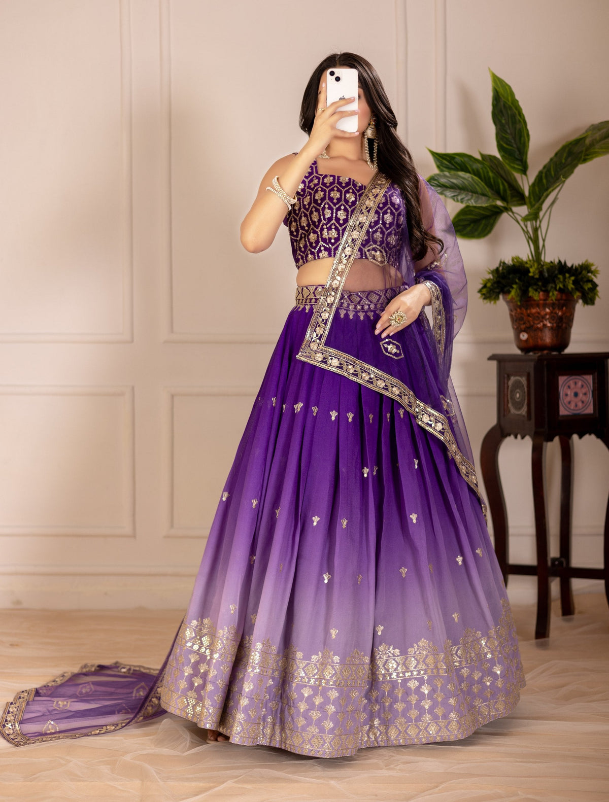 DEIANA'S Heavy Embroidery With Thread Work Lehenga Choli - Purple | Grocsy